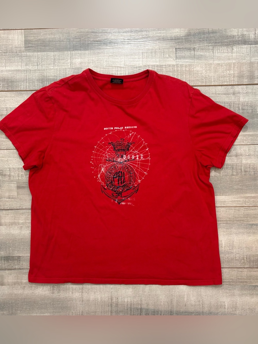 Vintage Polo Ralph Lauren T-Shirt Men’s XL Red Nautical PRL South Polar Regions